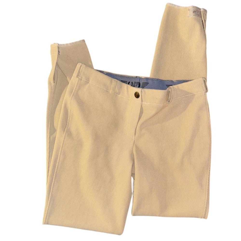 TuffRider Ribb Lowrise Pull-On Knee Patch Breeches With Velcro Button - Tan